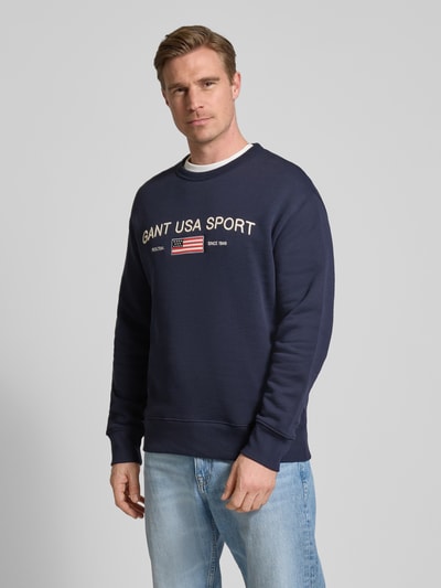 Gant Sweatshirt met labelstitching Marineblauw - 4