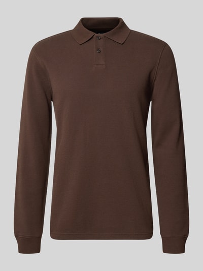 Produktfoto, Relaxed Fit Poloshirt aus elastischem Baumwoll-Mix von MCNEAL in Braun mit Polokragen und elastischen Abschlüssen, Langarm.