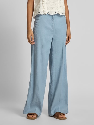 Cambio Wide leg linnen broek met steekzakken, model 'ADRIENNE' Blauw - 4