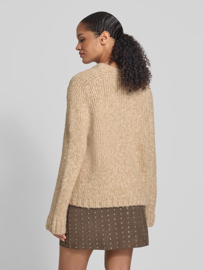 Jake*s Casual Oversized Strickpullover mit Rundhalsausschnitt Camel 5