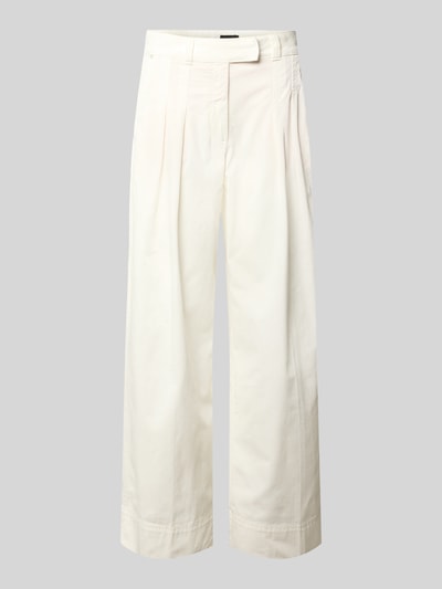 Produktfoto, weite Damenhose in Offwhite mit geradem Bein und glatter Baumwoll-Textur, Wide Leg Chino aus Baumwoll-Mix Modell 'C_Tanjura5-D' von BOSS Orange