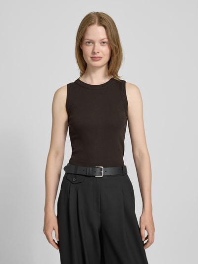 Drykorn Tanktop mit gerippten Abschlüssen Modell 'OLINA' Dunkelbraun 4