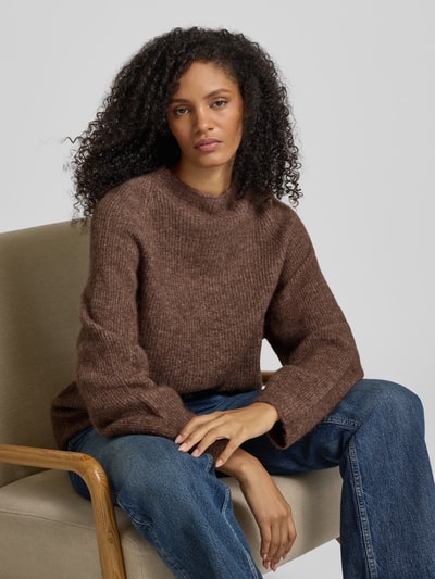 Selected Femme Relaxed Fit Strickpullover aus Woll-Mix Modell 'SIA' Taupe 3