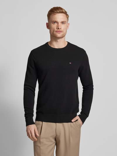 Tommy Hilfiger Strickpullover mit Logo-Stitching Black 4