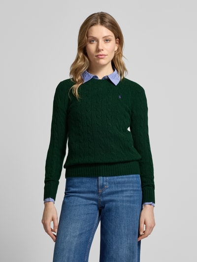 Polo Ralph Lauren Sweter z dzianiny z prążkowanymi wykończeniami model ‘JULIANNA’ Ciemnozielony 4