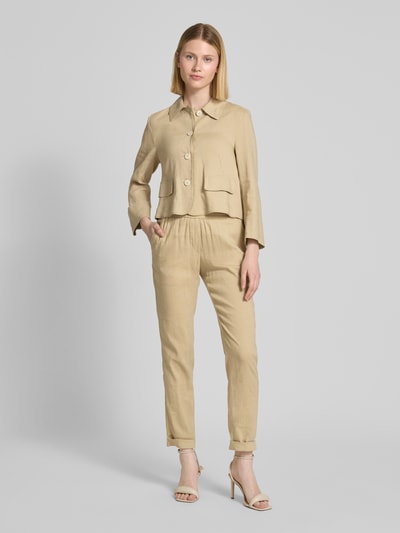 Marc Cain Regular Fit Blazer aus Leinen-Mix mit Knopfleiste Sand 1