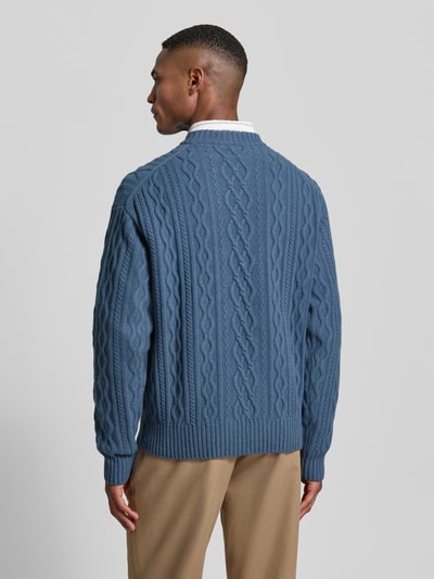 BOSS Orange Regular Fit Strickpullover aus reiner Schurwolle Modell 'KABLETO' Rauchblau 5