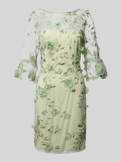 Adrianna Papell Semitransparentes Cocktailkleid mit Stitchings Hellgruen 2