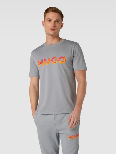 HUGO T-shirt z nadrukiem z logo model ‘Danda’ Kamienny 4