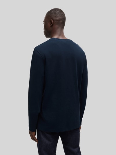 BOSS Orange Regular fit shirt met lange mouwen en wafelstructuur, model 'TEMPESTO' Donkerblauw - 5