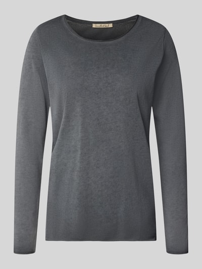 Produktfoto, Longsleeve mit Rundhalsausschnitt von Smith and Soul aus Baumwoll-Mix, gerade geschnitten, dunkelgraue Farbe, glatte Textur.