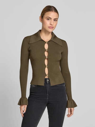 Self-Portrait Slim Fit Bluse aus Viskose-Mix Gruen 4
