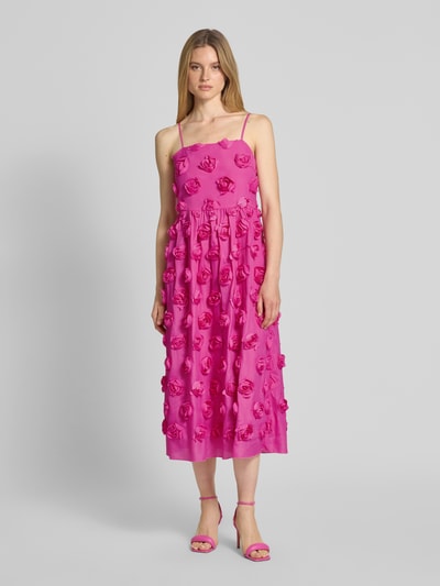 YAS Cocktailjurk in midilengte met siergarnering Fuchsia - 4