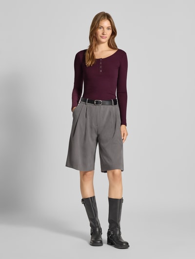 Pieces Slim fit shirt met lange mouwen van katoenmix, model 'KITTE' Donkerrood - 1