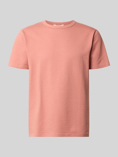 Produktfoto, Regular Fit T-Shirt aus Baumwoll-Mix Modell 'SANDER' von SELECTED HOMME, Optik: Unifarben, Seersucker-Struktur, rosa Farbton