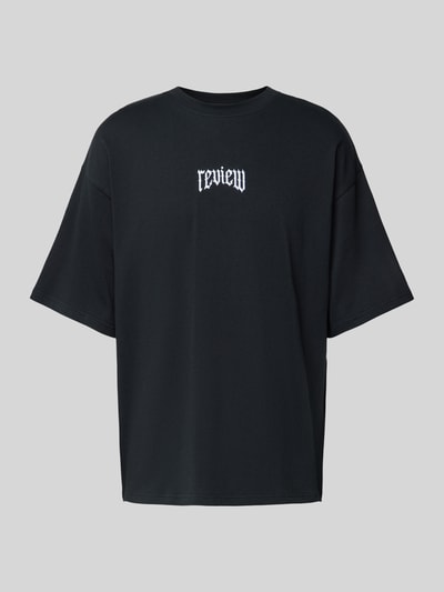 REVIEW T-shirt o kroju oversized z okrągłym dekoltem Czarny 2