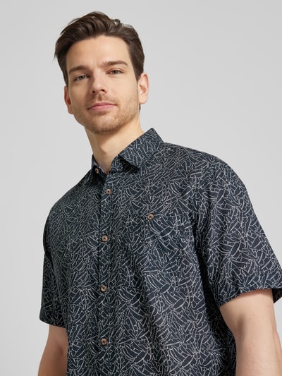 Tom Tailor Regular Fit Freizeithemd mit Allover-Muster Dunkelblau 3