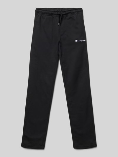 Productfoto, Sweatpants mit Label-Stitching van CHAMPION, katoenmix, regular fit, elastische tailleband, trekkoord, zwart, 64 cm binnenbeenlengte bij maat 140