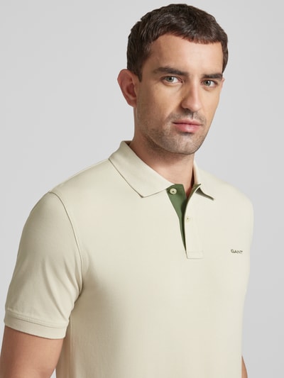 Gant Koszulka polo o kroju regular fit z wyhaftowanym logo Piaskowy 3