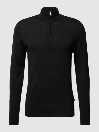 Matinique Gebreide pullover met schipperskraag, model 'Amason' Zwart - 2