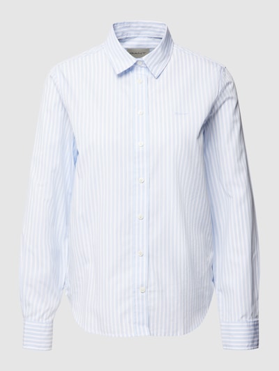 Gant Bluzka koszulowa z bawełny ze wzorem w paski Jasnoniebieski 2