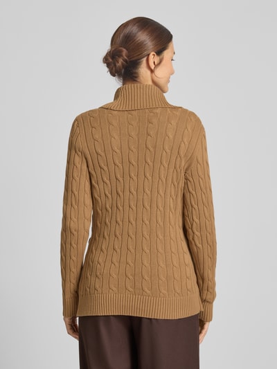 Lauren Ralph Lauren Strickjacke mit Zopfmuster Modell 'DONATO' Camel 5