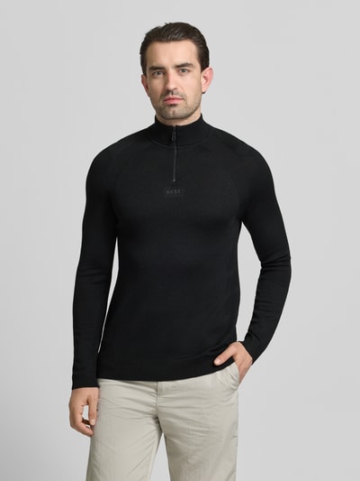 BOSS Green Regular Fit Troyer mit Schurwoll-Anteil Modell 'TOUR SEAMLESS QZ' Black 4
