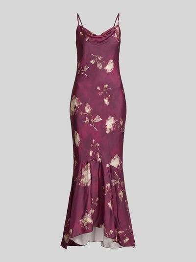 Rinascimento Sukienka wieczorowa z cienkimi ramiączkami i kwiatowym nadrukiem na całej powierzchni Bordowy 6