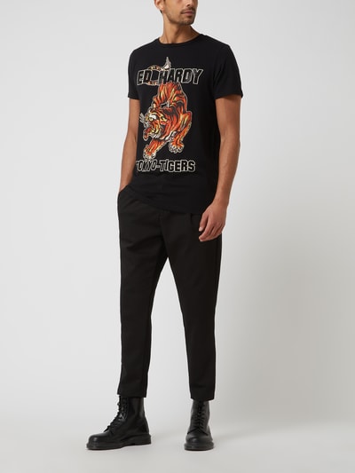 ED HARDY T-shirt met siersteentjes  Zwart - 1