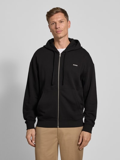 HUGO Relaxed Fit Sweatjacke aus reiner Baumwolle Modell 'DAPOZIP' Black 4