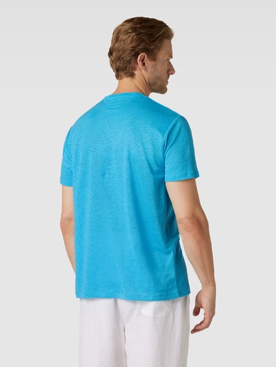 MC2 Saint Barth T-shirt van linnen met borstzak, model 'ECSTASEA' Neon blauw - 5