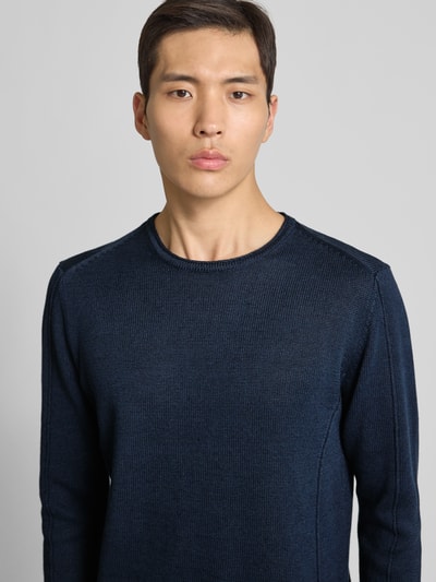 GABBA Regular Fit Strickpullover aus Leinen-Baumwoll-Mix Marine 3