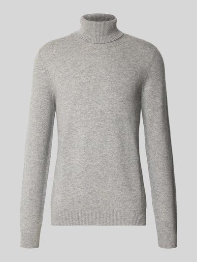 Christian Berg Men Regular Fit Strickpullover aus reinem Kaschmir mit Rollkragen Mittelgrau Melange 1