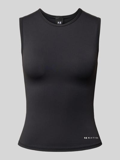 Produktfoto, Muscle Tank mit Rundhalsausschnitt und Logo-Print von P.E Nation, Schwarz, Slim Fit, Material-Mix mit Stretch-Anteil
