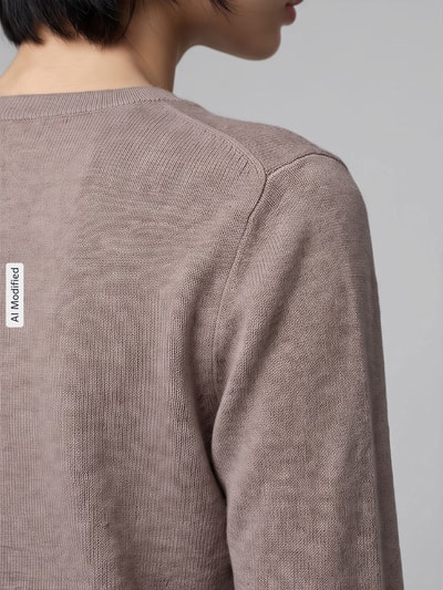 s.Oliver RED LABEL Slim fit pullover van viscosemix Taupe gemêleerd - 3