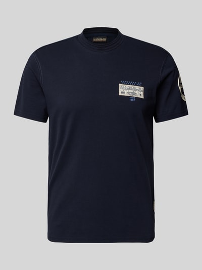 Napapijri T-shirt met labelpatch, model 'AMUNDSEN' Marineblauw - 2