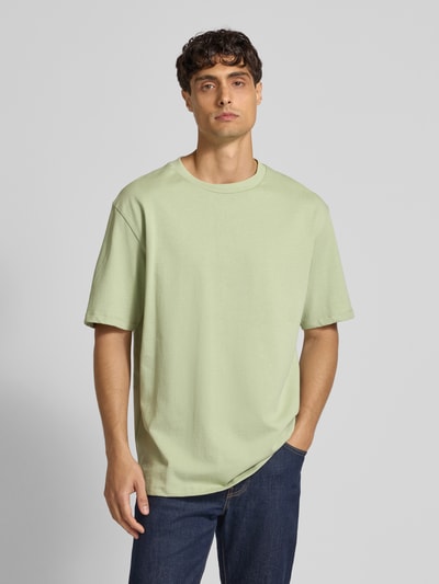 Lindbergh T-shirt o kroju oversized z okrągłym, prążkowanym dekoltem Jasnozielony 4