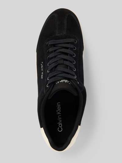 CK Calvin Klein Sneakersy skórzane z napisem z logo Czarny 3