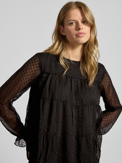 Only Relaxed fit blouse met lange mouwen en dobbystructuur, model 'ELIZA LIFE' Zwart - 3