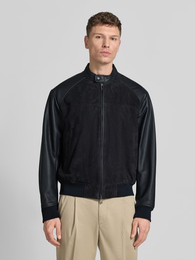 Armani Exchange Lederjacke mit Zweiwege-Reißverschluss und Eingrifftaschen Marine 4