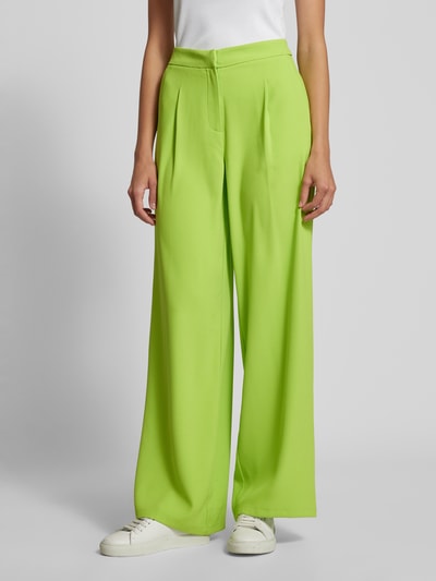 Selected Femme Wide leg stoffen broek met bandplooien, model 'TINNI' Neon groen - 4