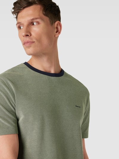 Gant T-Shirt aus Baumwolle mit Label-Detail Oliv 3