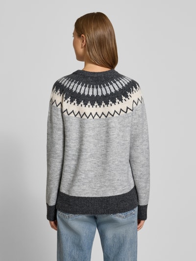 Vero Moda Regular Fit Strickpullover mit Woll-Anteil Modell 'SIMONE' Hellgrau Melange 5