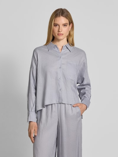 Drykorn Bluzka lniana o kroju relaxed fit z kieszenią na piersi model ‘NAMIDA’ Jasnoniebieski 4