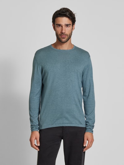 Christian Berg Men Regular Fit Strickpullover aus reiner Baumwolle mit Rundhalsausschnitt Metallic Tuerkis Melange 4