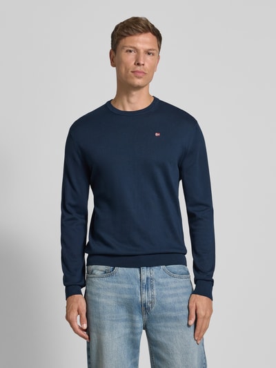 Napapijri Regular Fit Longsleeve mit Logo-Stitching Modell 'Droz' Marine 4