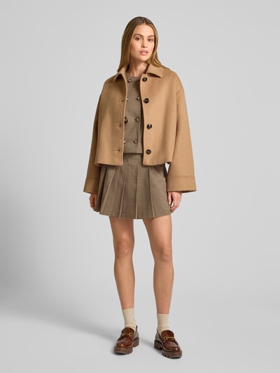 Jake*s Collection Spódnica mini z dodatkiem wiskozy z plisami Ciemnobrązowy 1