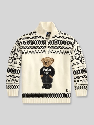 Polo Ralph Lauren Pullover aus Wolle Kaschmir mit Teddy-Motiv Weiss 3