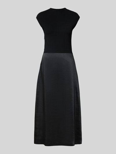 BOSS Sukienka z dzianiny taliowana ze spódnicą z satyny model ‘FERDOLINI’ Czarny 2