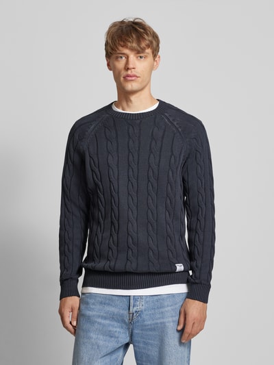 Pepe Jeans Strickpullover mit Zopfmuster Modell 'Camdem' Marine 4